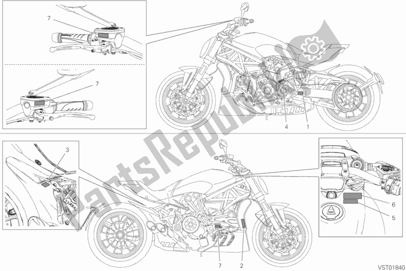 All parts for the Warning Labels of the Ducati Diavel Xdiavel S 1260 2018